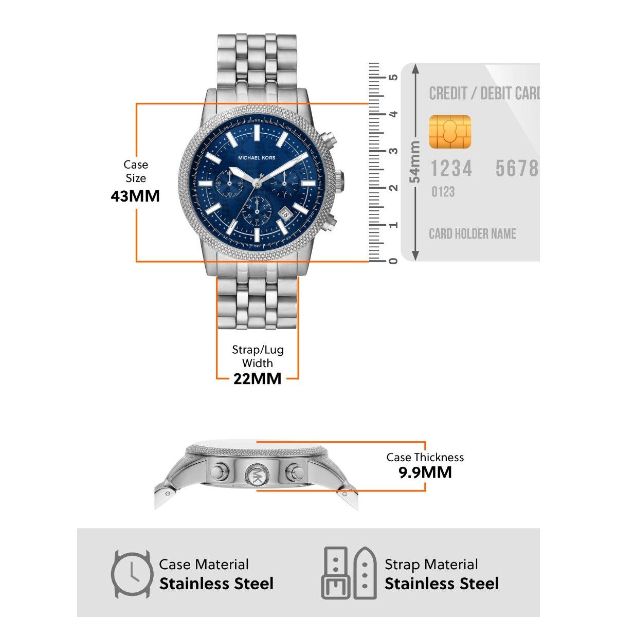  Shop Authentic Michael Kors Hutton Chronograph Blue Dial Blue Steel Strap Watch For Men - MK8952 - Luxxuri