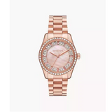  Shop Authentic Michael Kors Lexington Three Hand Mother of Pearl Pink Dial Rose Gold Steel Strap Watch For Women - MK7444 - Luxxuri