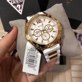  Shop Authentic Guess Intrepid White Dial Two Tone Silicone Strap Watch For Women - W0325L2 - Luxxuri