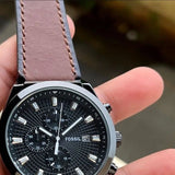  Shop Authentic Fossil Everett Chronograph Grey Dial Brown Leather Strap Watch for Men - FS5799 - Luxxuri
