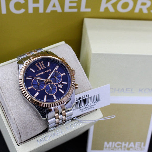  Shop Authentic Michael Kors Lexington Blue Dial Two Tone Steel Strap Watch for Men - MK8412 - Luxxuri