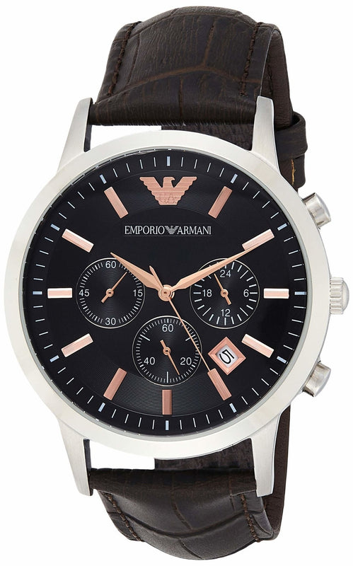  Shop Authentic Emporio Armani Renato Chronograph Grey Dial Brown Leather Strap Watch For Men - AR2513 - Luxxuri