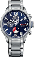  Shop Authentic Tommy Hilfiger Jackson Chronograph Blue Dial Silver Steel Strap Watch for Men - 1791242 - Luxxuri
