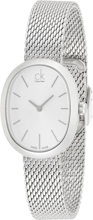  Shop Authentic Calvin Klein Incentive Silver Dial Silver Mesh Bracelet Watch for Women - K3P23126 - Luxxuri