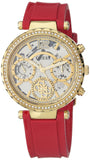  Shop Authentic Guess Solstice Diamonds Gold Dial Red Rubber Strap Watch for Women - GW0484L1 - Luxxuri