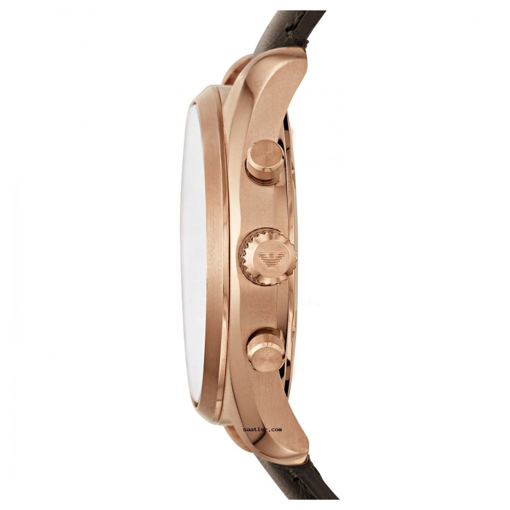  Shop Authentic Emporio Armani Chronograph Gray Dial Brown Leather Strap Watch For Men - AR6043 - Luxxuri