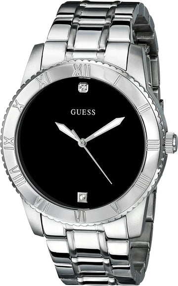  Shop Authentic Guess Minimal Black Dial Silver Steel Strap Watch for Men - W0416G1 - Luxxuri