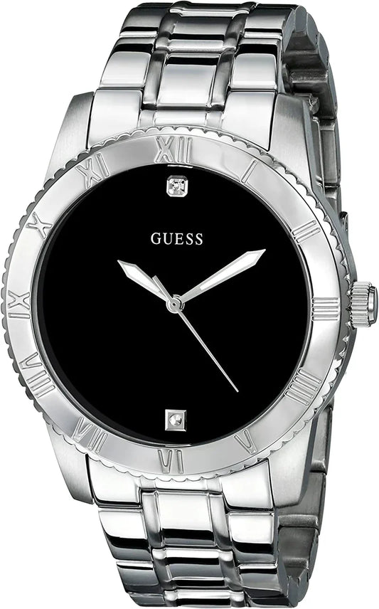  Shop Authentic Guess Minimal Black Dial Silver Steel Strap Watch for Men - W0416G1 - Luxxuri