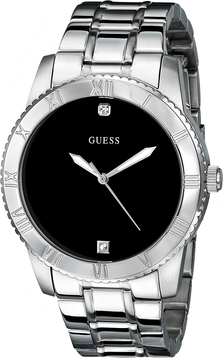  Shop Authentic Guess Minimal Black Dial Silver Steel Strap Watch for Men - W0416G1 - Luxxuri