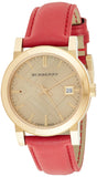  Shop Authentic Burberry The City Gold Dial Red Leather Strap Watch for Women - BU9140 - Luxxuri