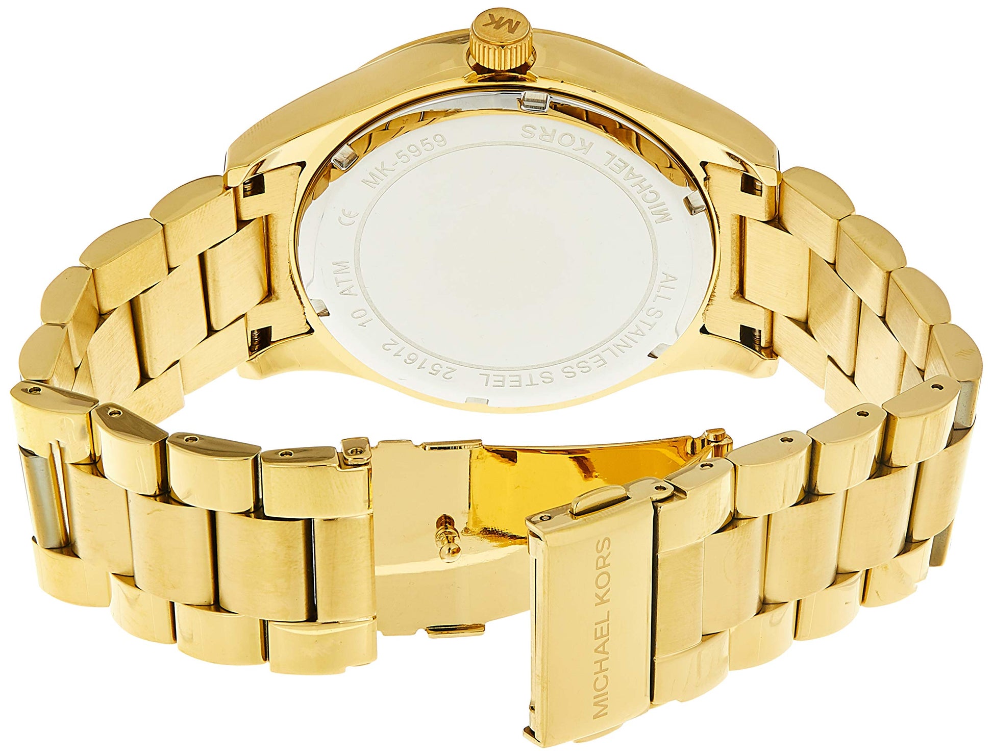  Shop Authentic Michael Kors Layton Chronograph Gold Dial Gold Steel Strap Watch for Women - MK5959 - Luxxuri