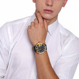  Shop Authentic Diesel Mega Chief Gold & Black Dial Black Leather Strap Watch For Men - DZ4344 - Luxxuri