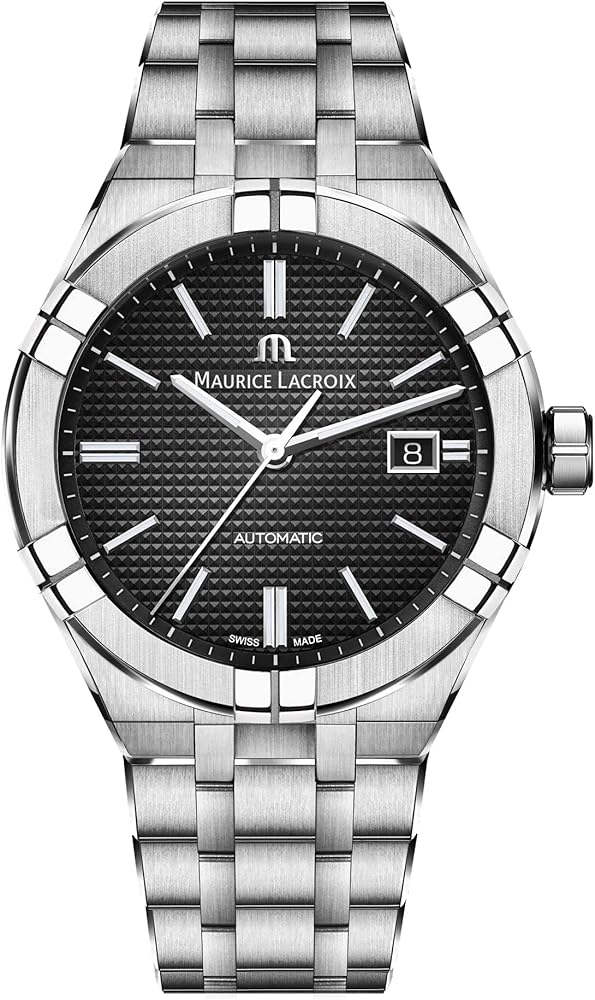 Maurice Lacroix Aikon Automatic Black Dial Silver Steel Strap Watch For Men - AI6008-SS002-330-1