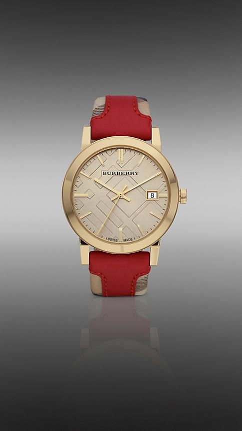  Shop Authentic Burberry The City Gold Dial Orange Leather Strap Watch for Women - BU9017 - Luxxuri