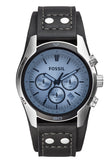  Shop Authentic Fossil Coachman Chronograph Blue Dial Black Leather Strap Watch for Men - CH2564 - Luxxuri