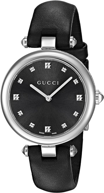  Shop Authentic Gucci Diamantissima Diamonds Black Dial Black Leather Strap Watch For Women - YA141403 - Luxxuri