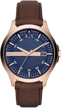  Shop Authentic Armani Exchange Hampton Chronograph Blue Dial Brown Leather Strap Watch For Men - AX2172 - Luxxuri