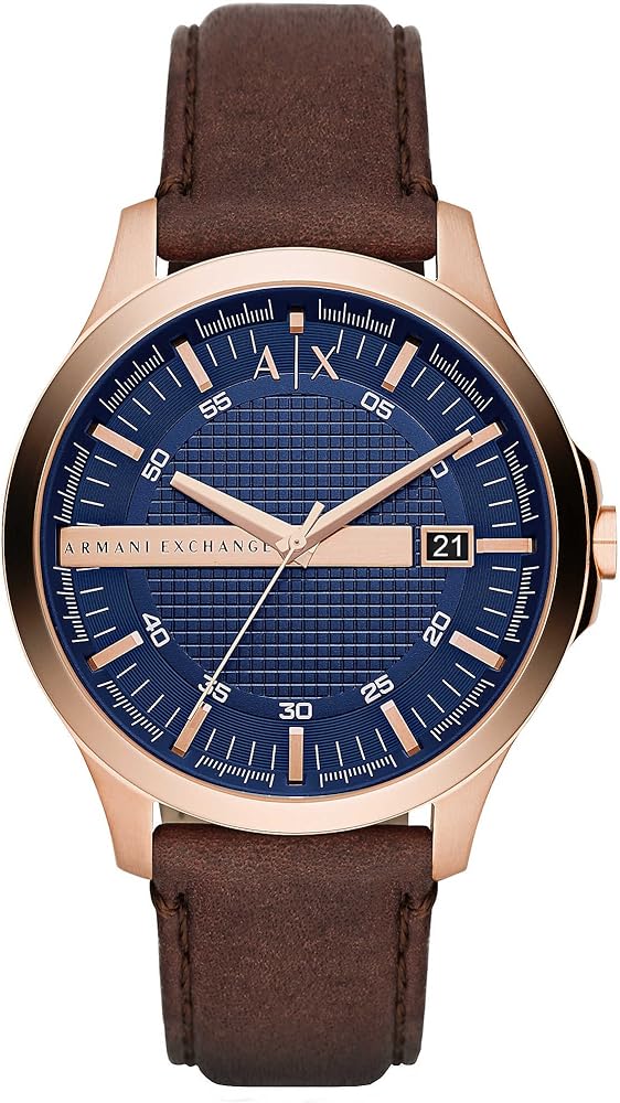  Shop Authentic Armani Exchange Hampton Chronograph Blue Dial Brown Leather Strap Watch For Men - AX2172 - Luxxuri