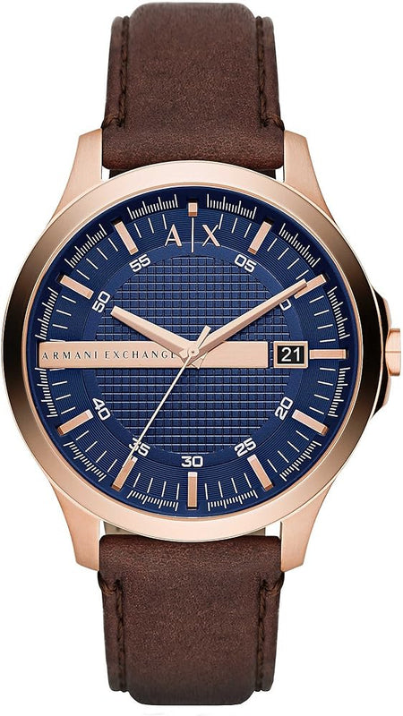  Shop Authentic Armani Exchange Hampton Chronograph Blue Dial Brown Leather Strap Watch For Men - AX2172 - Luxxuri