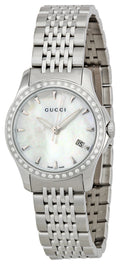  Shop Authentic Gucci G Timeless Diamonds Mother of Pearl Dial Silver Steel Strap Watch For Women - YA126506 - Luxxuri