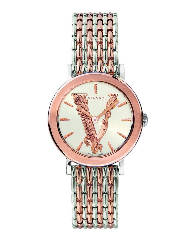 Shop Authentic Versace Virtus Quartz White Dial Two Tone Steel Strap Watch for Women - VEHC00519 - Luxxuri