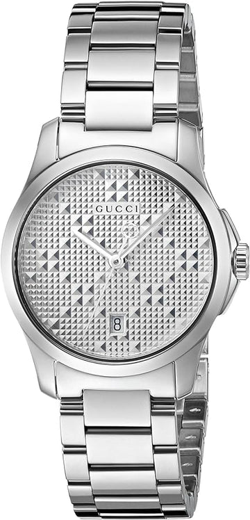  Shop Authentic Gucci G Timeless Quartz Silver Dial Silver Steel Strap Watch For Women - YA126551 - Luxxuri