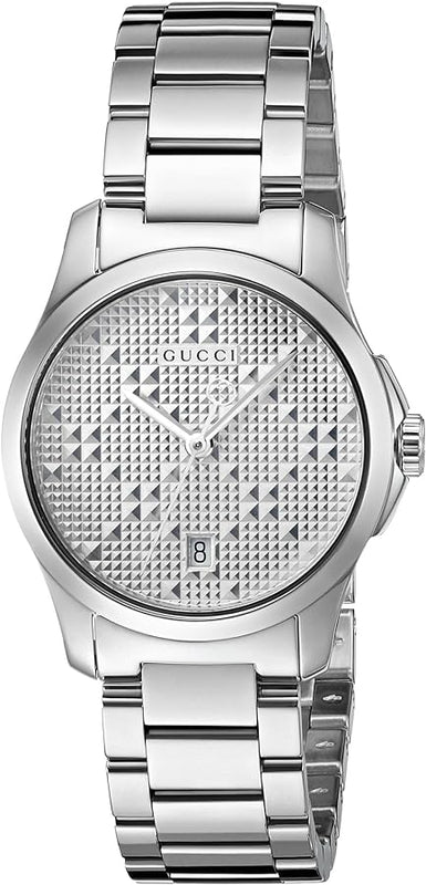 Shop Authentic Gucci G Timeless Quartz Silver Dial Silver Steel Strap Watch For Women - YA126551 - Luxxuri