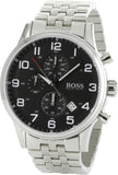  Shop Authentic Hugo Boss Aeroliner Chronograph Black Dial Silver Steel Strap Watch For Men - 1512446 - Luxxuri
