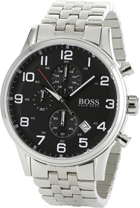  Shop Authentic Hugo Boss Aeroliner Black Dial Silver Steel Strap Watch for Men - 1513181 - Luxxuri