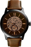  Shop Authentic Fossil Townsman Automatic Skeleton Black Dial Brown Leather Strap Watch for Men - ME3181 - Luxxuri