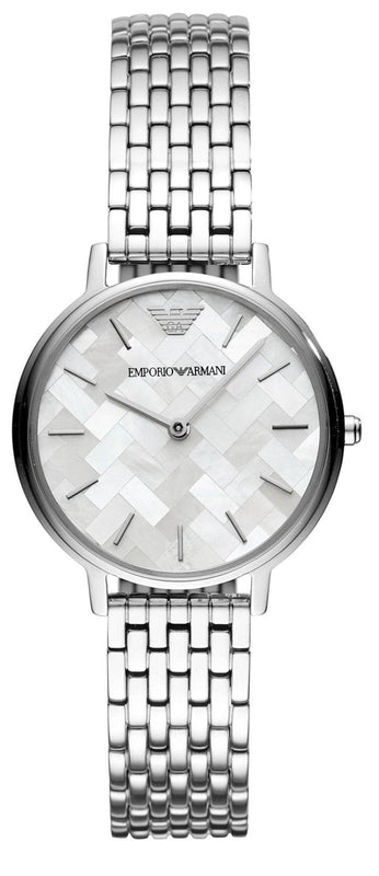  Shop Authentic Emporio Armani Mother of Pearl Dial Silver Steel Strap Watch For Women - AR11112 - Luxxuri