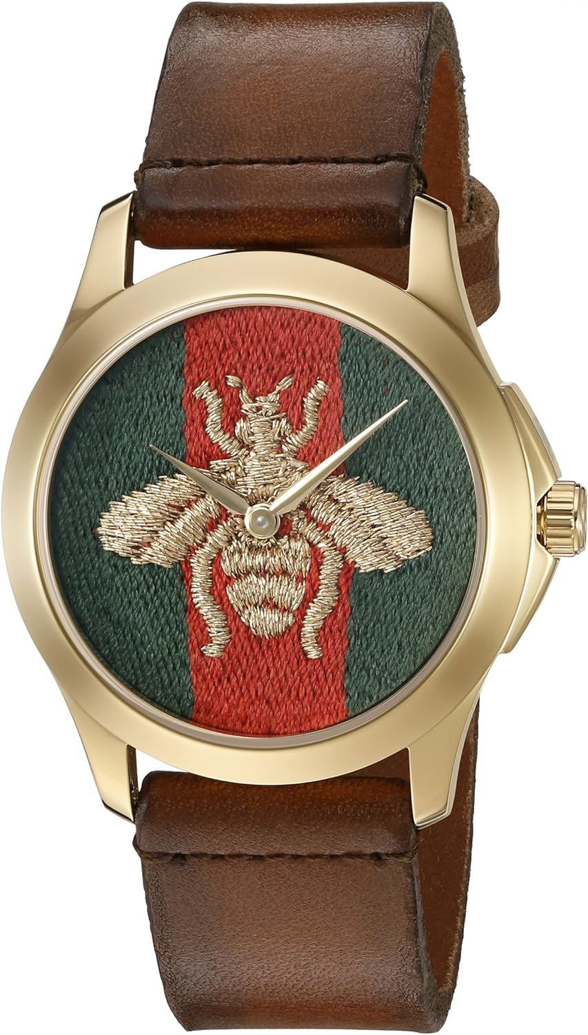  Shop Authentic Gucci G Timeless Quartz Two Tone Dial Brown Leather Strap Watch For Men - YA126451B - Luxxuri