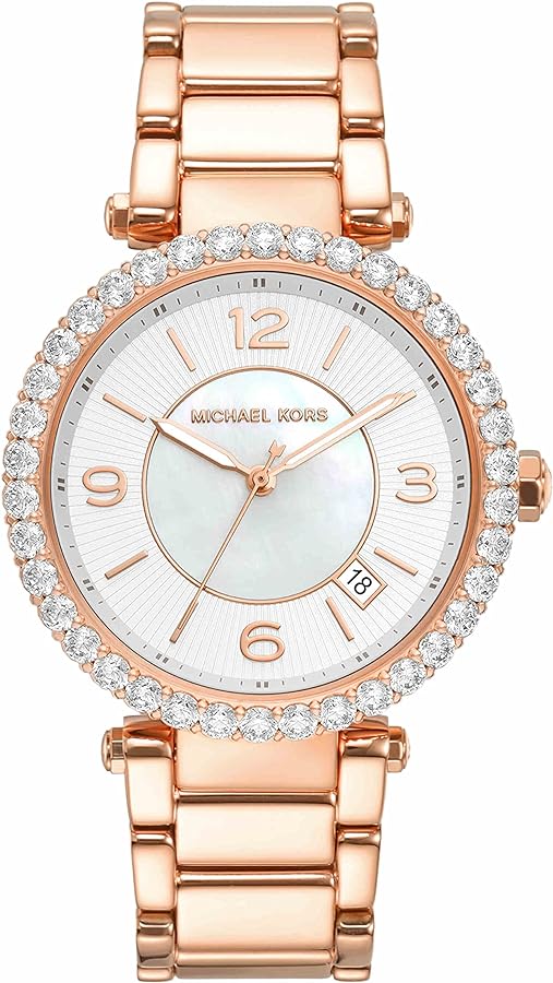  Shop Authentic Michael Kors Parker Three-Hand Mother of Pearl White Dial Rose Gold Steel Strap Watch For Women - MK4695 - Luxxuri