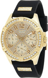  Shop Authentic Guess Frontier Diamonds Gold Dial Black Rubber Strap Watch For Women - W1160L1 - Luxxuri