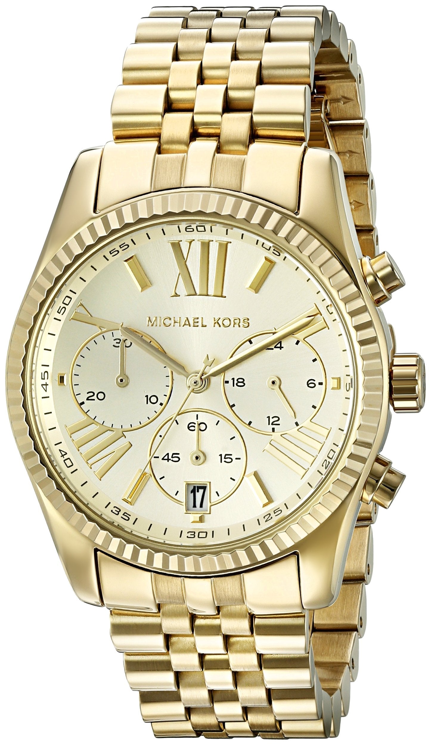  Shop Authentic Michael Kors Lexington Chronograph Gold Dial Gold Steel Strap Watch for Women - MK5556 - Luxxuri