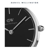  Shop Authentic Daniel Wellington Petite Sterling Black Dial Brown Leather Strap Watch For Women - DW00100178 - Luxxuri