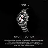  Shop Authentic Fossil Sport Tourer Chronograph Black Dial Silver Steel Strap Watch for Men - FS6045 - Luxxuri
