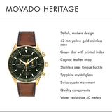  Shop Authentic Movado Heritage Chronograph Green Dial Brown Leather Strap Watch For Men - 3650062 - Luxxuri