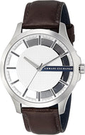 Armani Exchange Hampton Chronograph White Dial Brown Leather Strap Watch For Men - AX2187