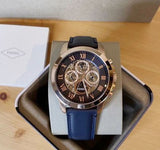 Shop Authentic Fossil Grant Automatic Blue Dial Blue Leather Strap Watch for Men - ME3029 - Luxxuri