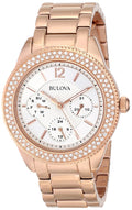  Shop Authentic Bulova Crystal Silver Dial Rose Gold Steel Strap Watch for Women - 97N101 - Luxxuri