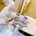 Michael Kors Bryn Pavé Quartz Gold Dial Gold Steel Strap Watch For Women - MK7199