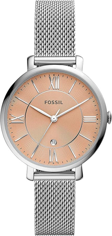  Shop Authentic Fossil Jacqueline Three Hand Pink Dial Silver Mesh Strap Watch for Women - ES5089 - Luxxuri