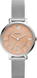  Shop Authentic Fossil Jacqueline Three Hand Pink Dial Silver Mesh Strap Watch for Women - ES5089 - Luxxuri