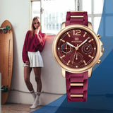  Shop Authentic Tommy Hilfiger Claudia Red Dial Two Tone Steel Strap Watch for Women - 1781744 - Luxxuri