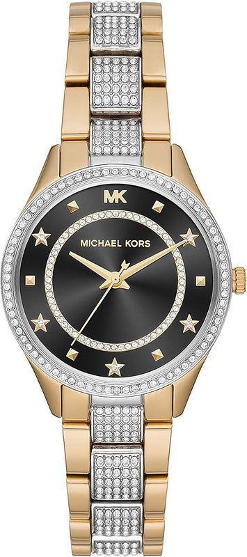  Shop Authentic Michael Kors Lauryn Crystal Pave Black Dial Two Tone Steel Strap Watch For Women - MK4403 - Luxxuri