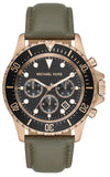  Shop Authentic Michael Kors Everest Analog Black Dial Green Leather Strap Watch For Men - MK9090 - Luxxuri
