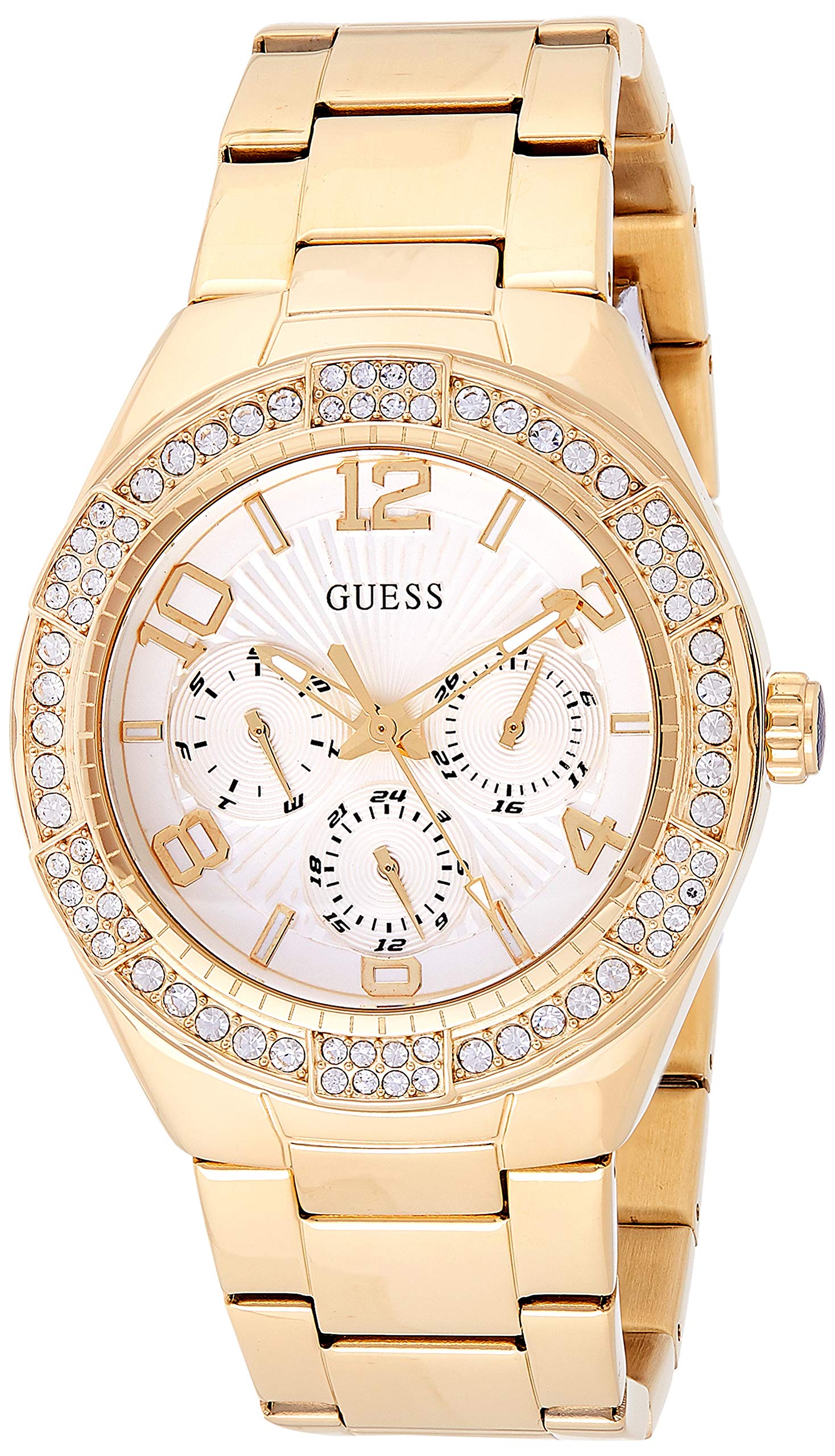  Shop Authentic Guess Luna Diamonds White Dial Gold Steel Strap Watch for Women - W0729L2 - Luxxuri
