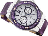  Shop Authentic Guess Limelight Quartz Silver Dial Purple Leather Strap Watch For Women - W0775L6 - Luxxuri