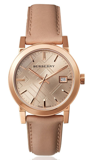  Shop Authentic Burberry The City Beige Dial Beige Leather Strap Watch for Women - BU9109 - Luxxuri